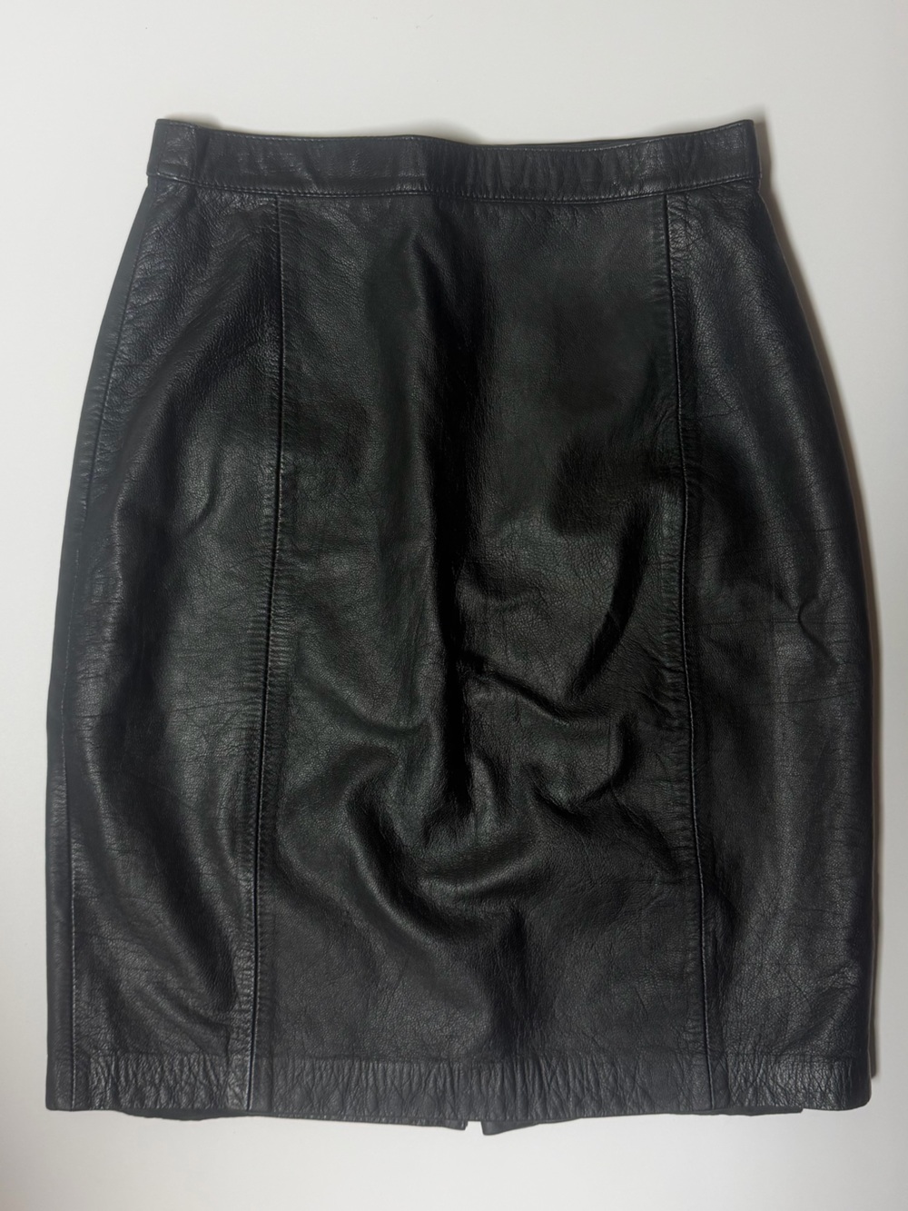 VTG Compagnie Internationale Express Black 100% Genuine Leather Skirt, 7/8